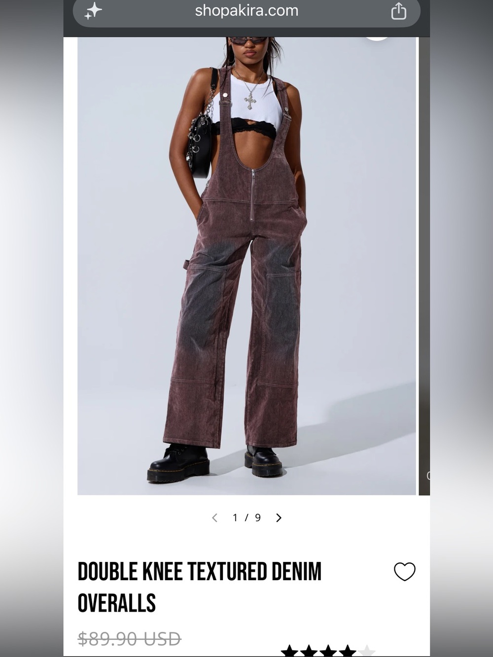 The AKIRA Label Double Knee Textured Denim Overall